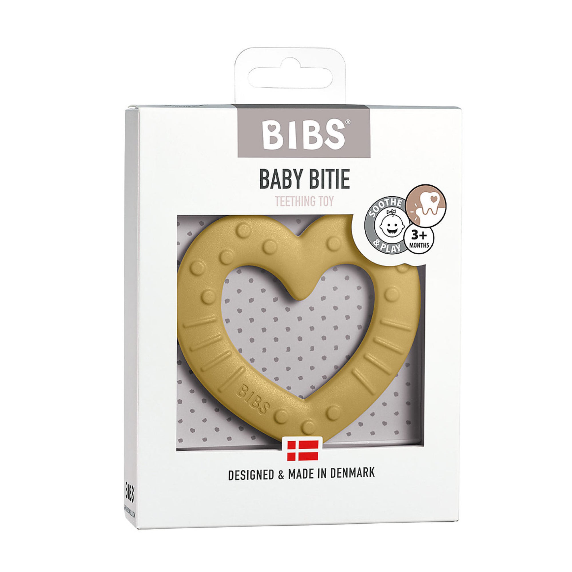 Anneau de dentition BIBS Baby Bitie - Cœur moutarde