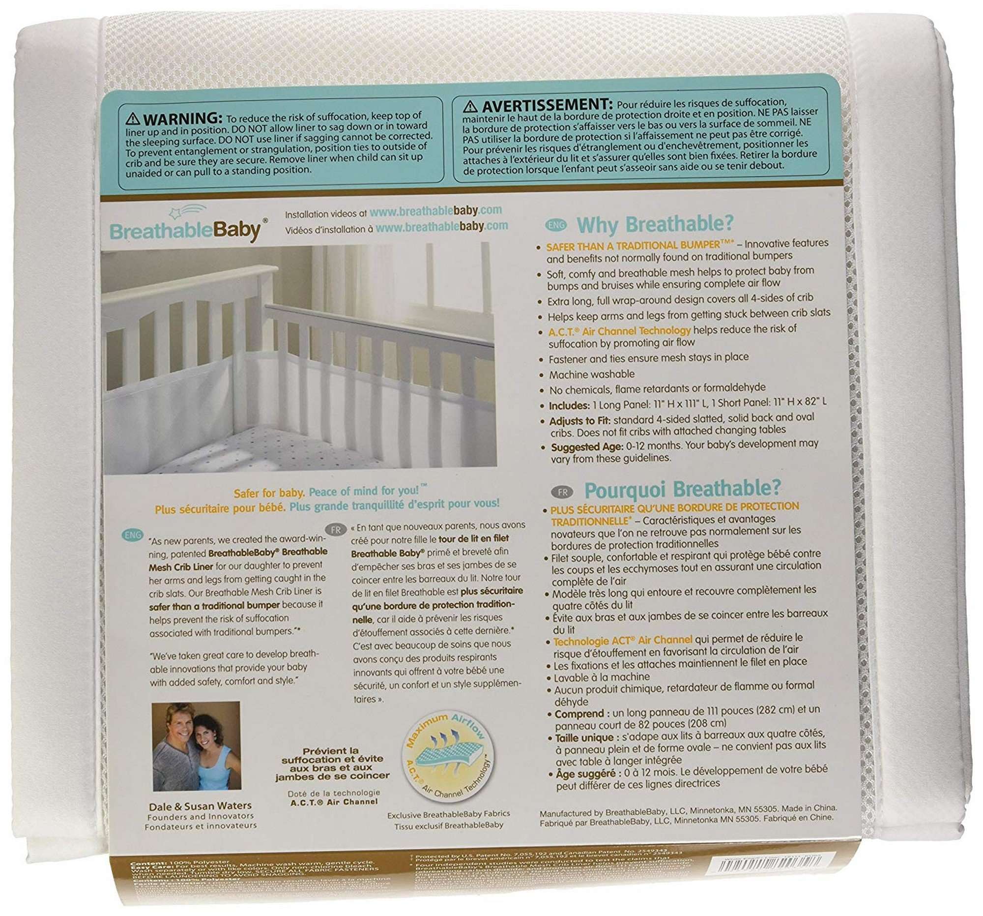 BREATHABLEBABY Breathable Mesh Crib Liner White