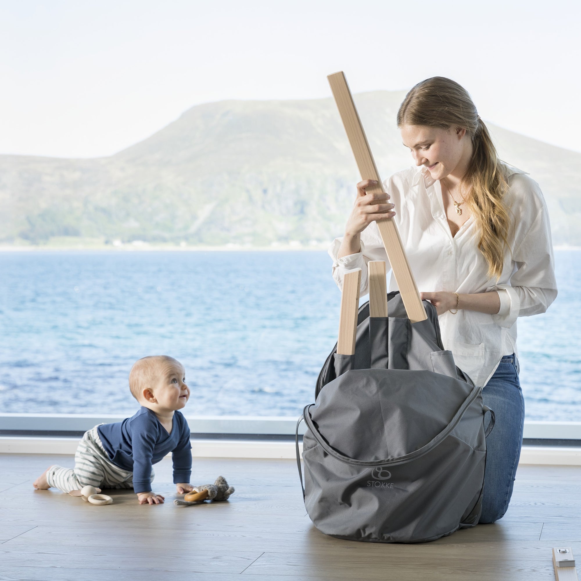 stokke clikk high chair white Stokke - Clikk High Chair + Travel Bag - White