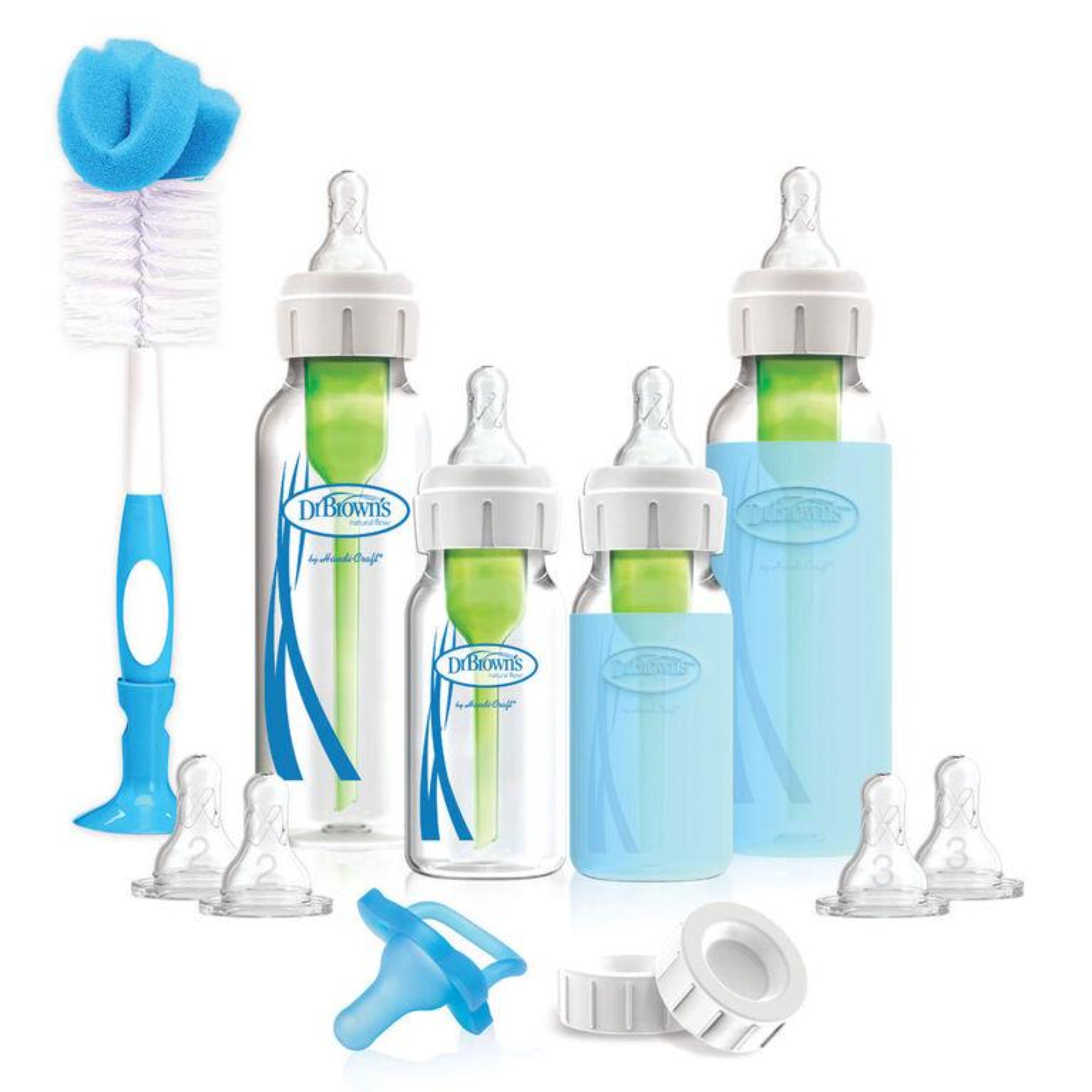 DR. BROWN'S Natural Flow Options+ Anti-colic Glass Narrow Baby Bottles Newborn Feeding Set