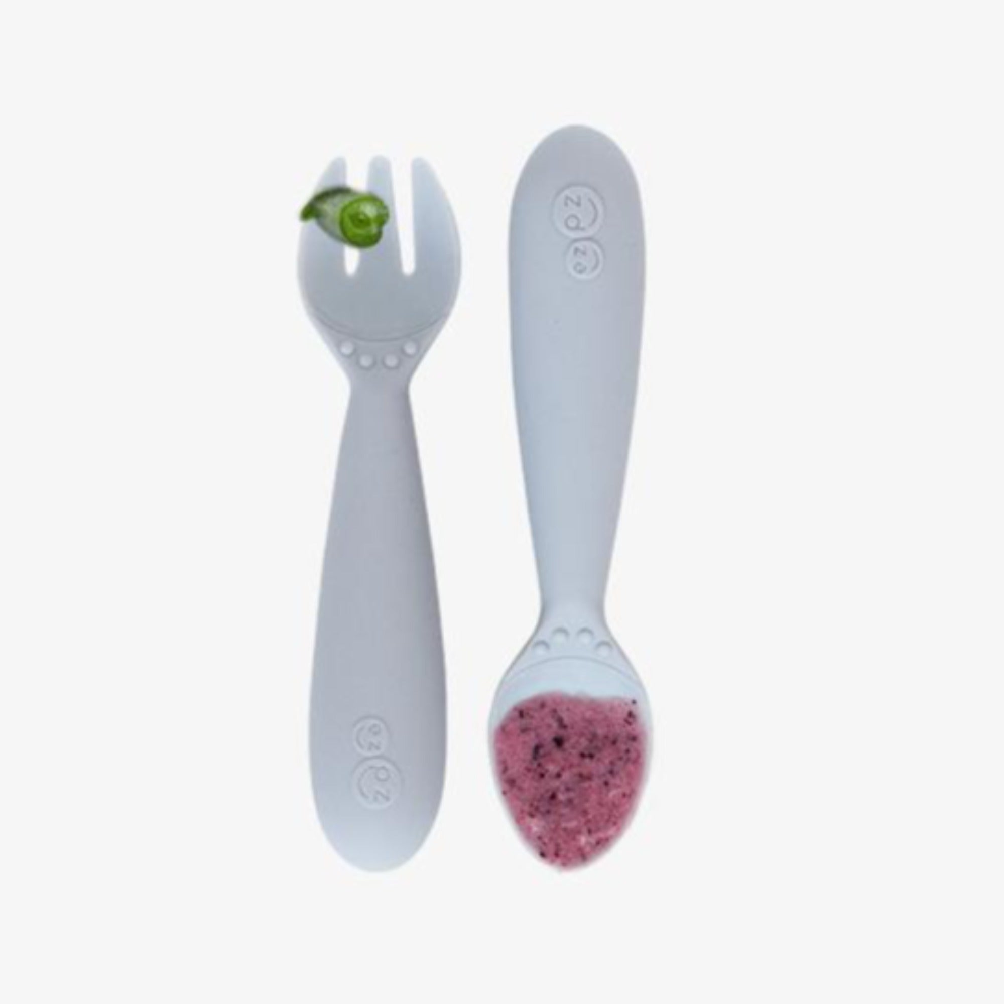 EZPZ Mini Utensils (Fork + Spoon) - Pewter