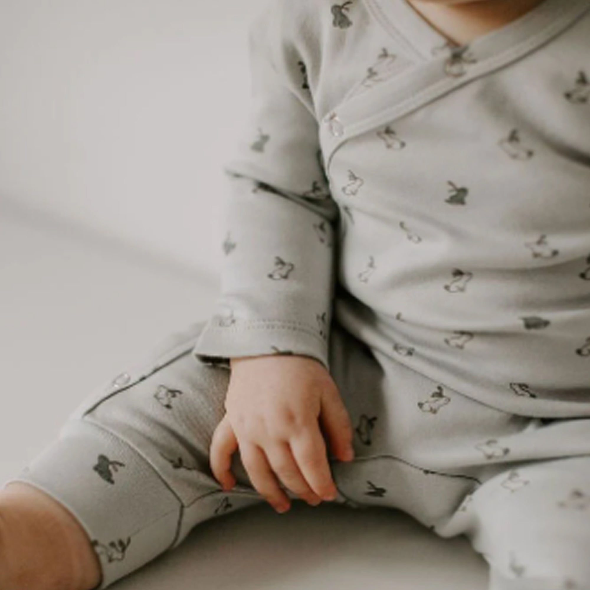 PEHR Organic Cotton Front Snap Kimono Romper - Hatchling Bunny