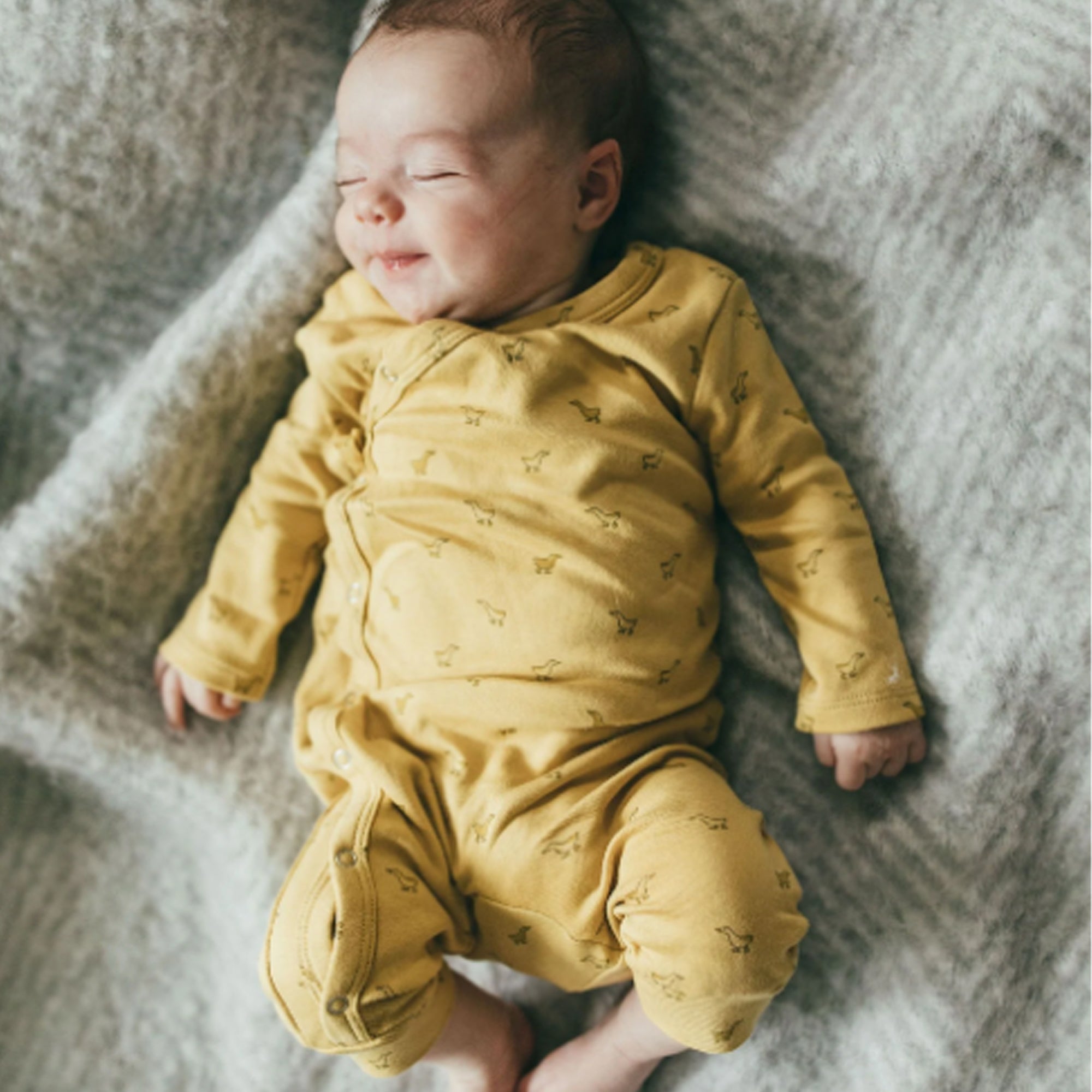 PEHR Organic Cotton Front Snap Kimono Romper - Hatchling Duck