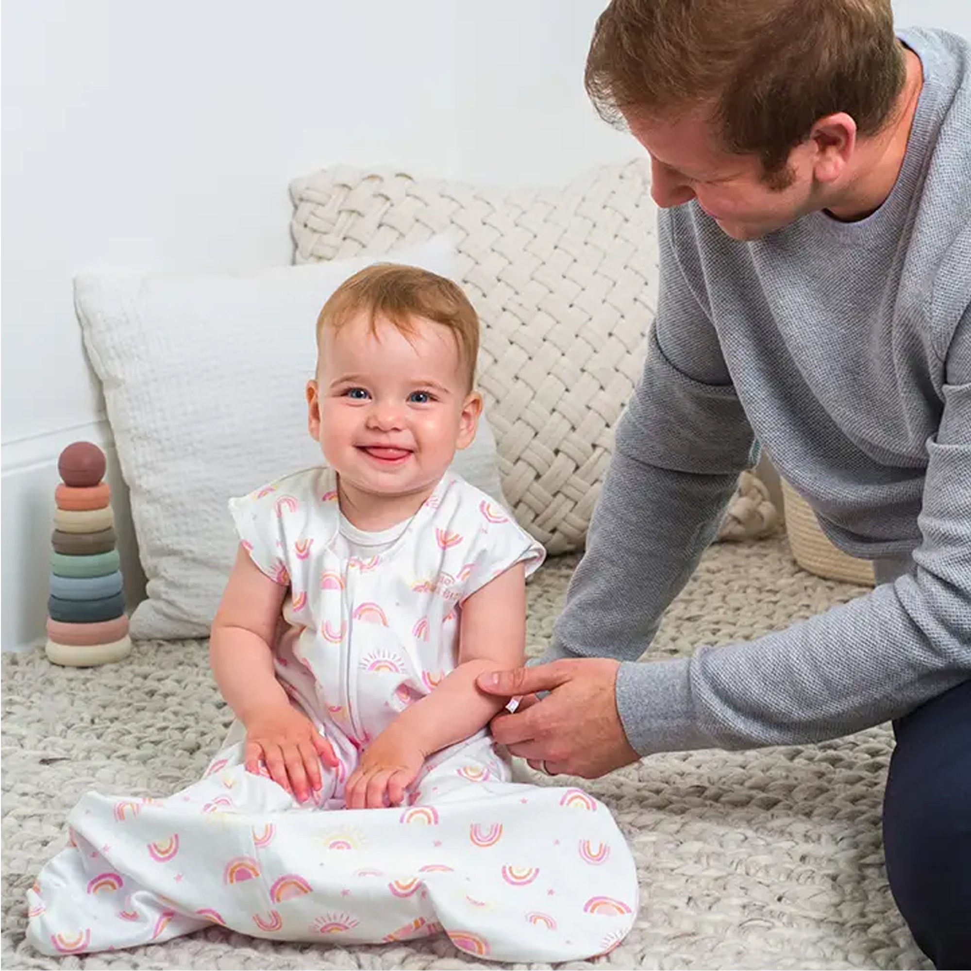 HALO SleepSack Wearable Blanket Cotton (0.5 TOG) - Sunshine Rainbows