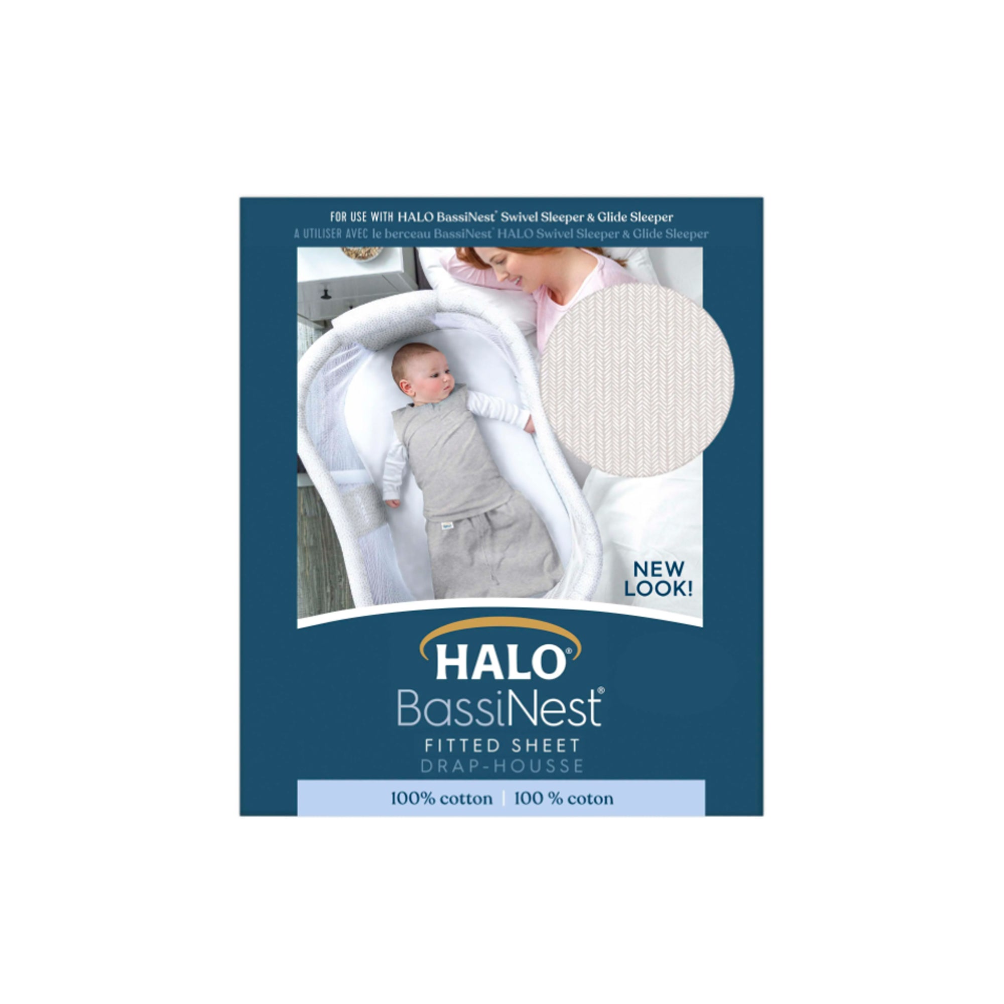 HALO Bassinest Fitted Sheet 100% Cotton - Herringbone