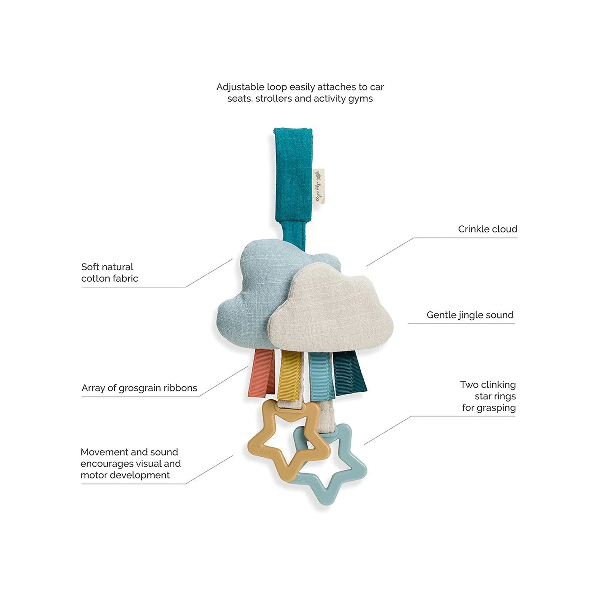 ITZY RITZY Bitzy Bespoke Ritzy Jingle Attachable Travel Toy - Cloud