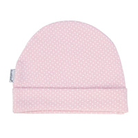 Thumbnail for KUSHIES Baby Cap 3m Pink With White Polka Dots
