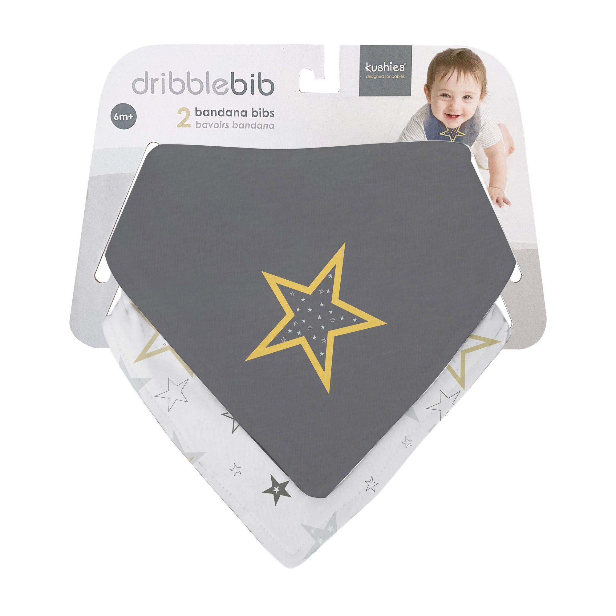 KUSHIES Bandana Bib 2-Pack - Stars