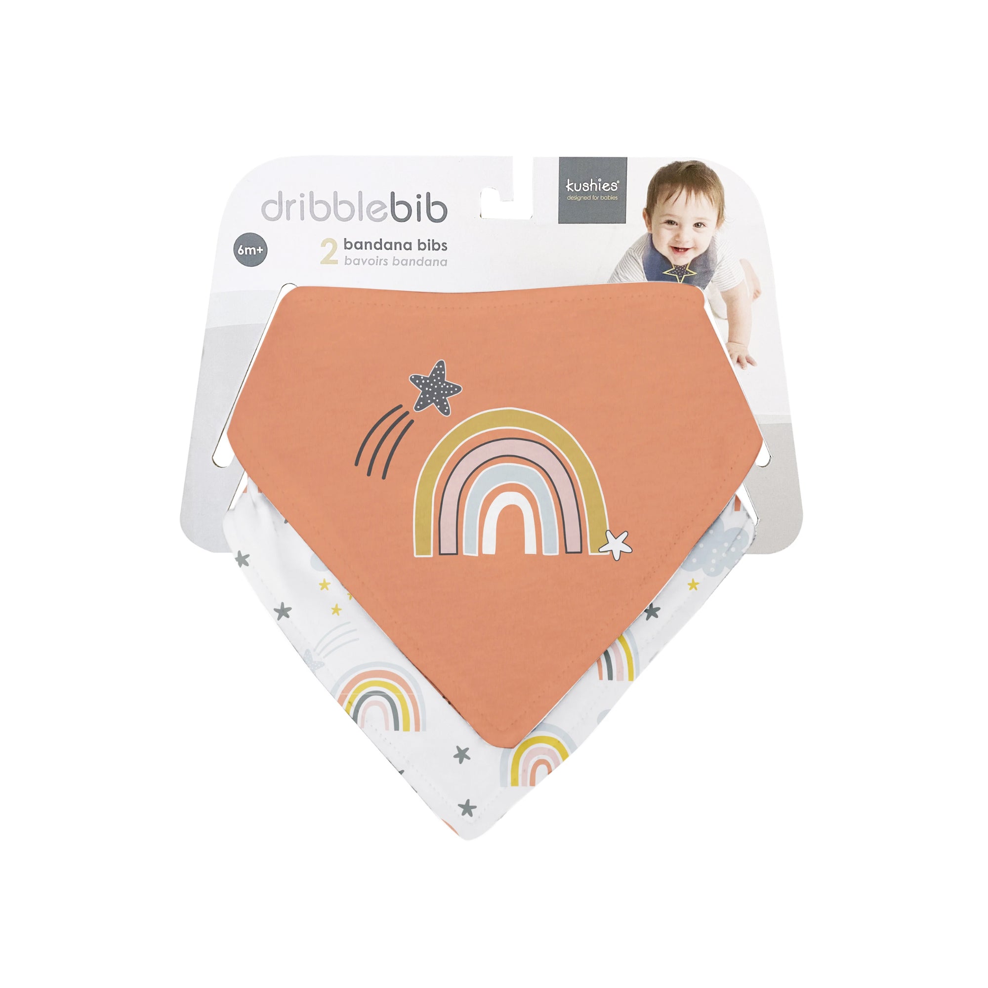 KUSHIES Bandana Bib 2-Pack - Rainbow