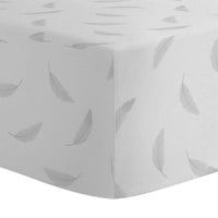 Thumbnail for KUSHIES Mini Crib Sheet Flannel - Grey Feathers
