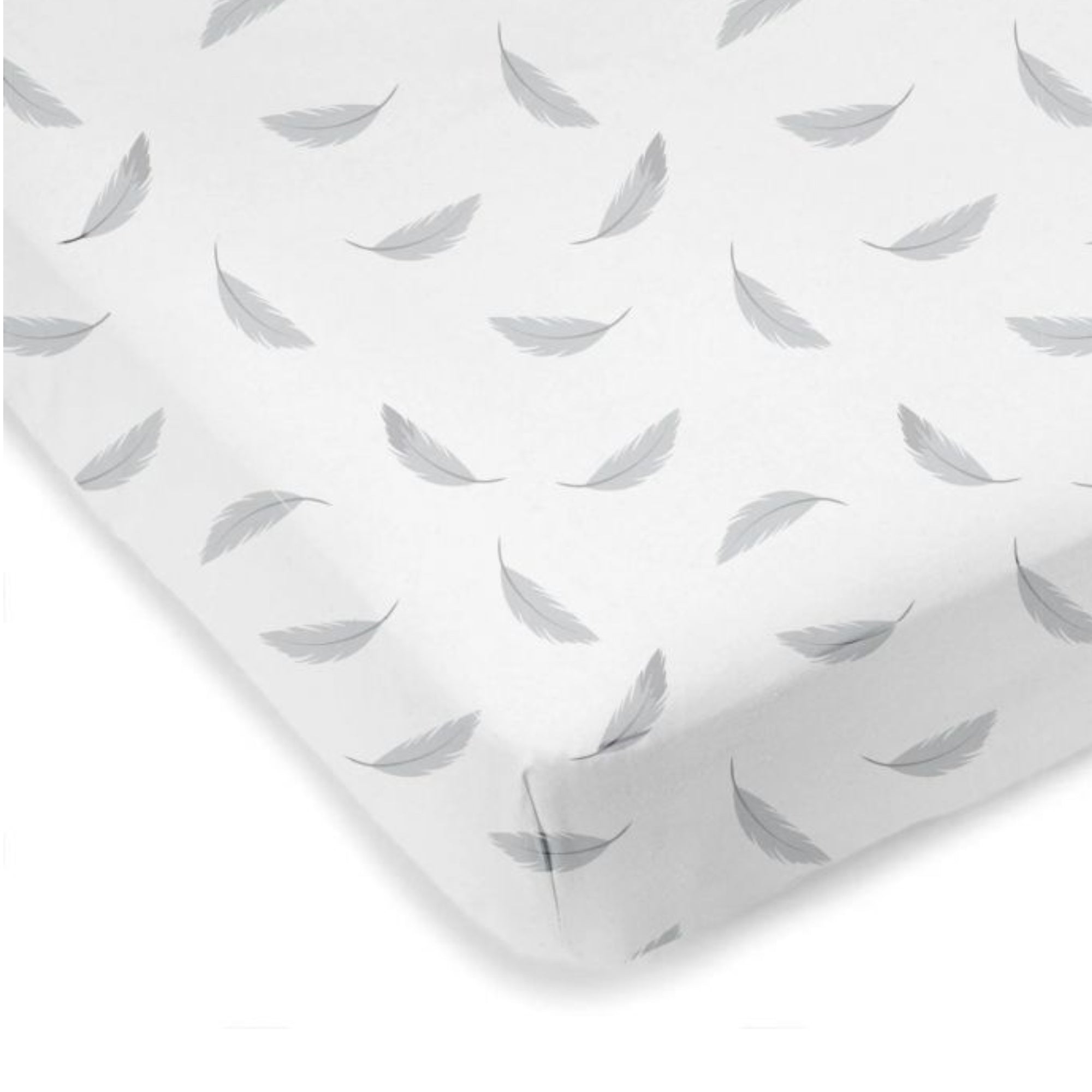 KUSHIES Playpen Sheet Flannel - Grey Feathers