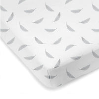 Thumbnail for KUSHIES Playpen Sheet Flannel - Grey Feathers