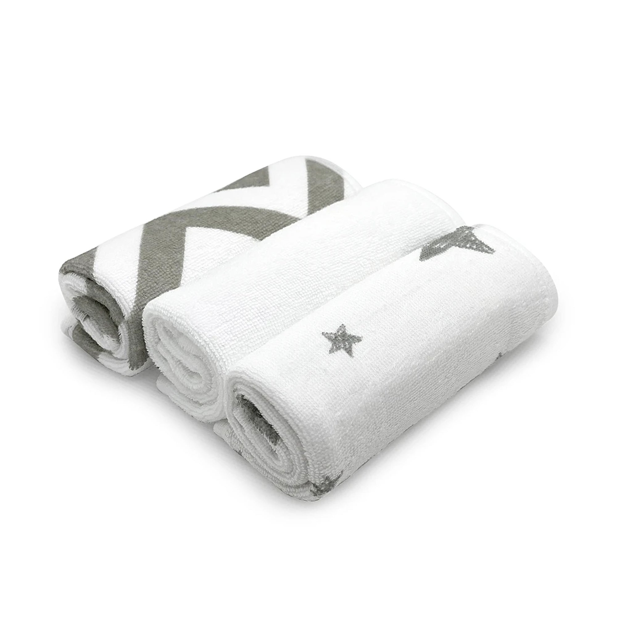 Lot de 3 débarbouillettes KUSHIES - Gris/Blanc
