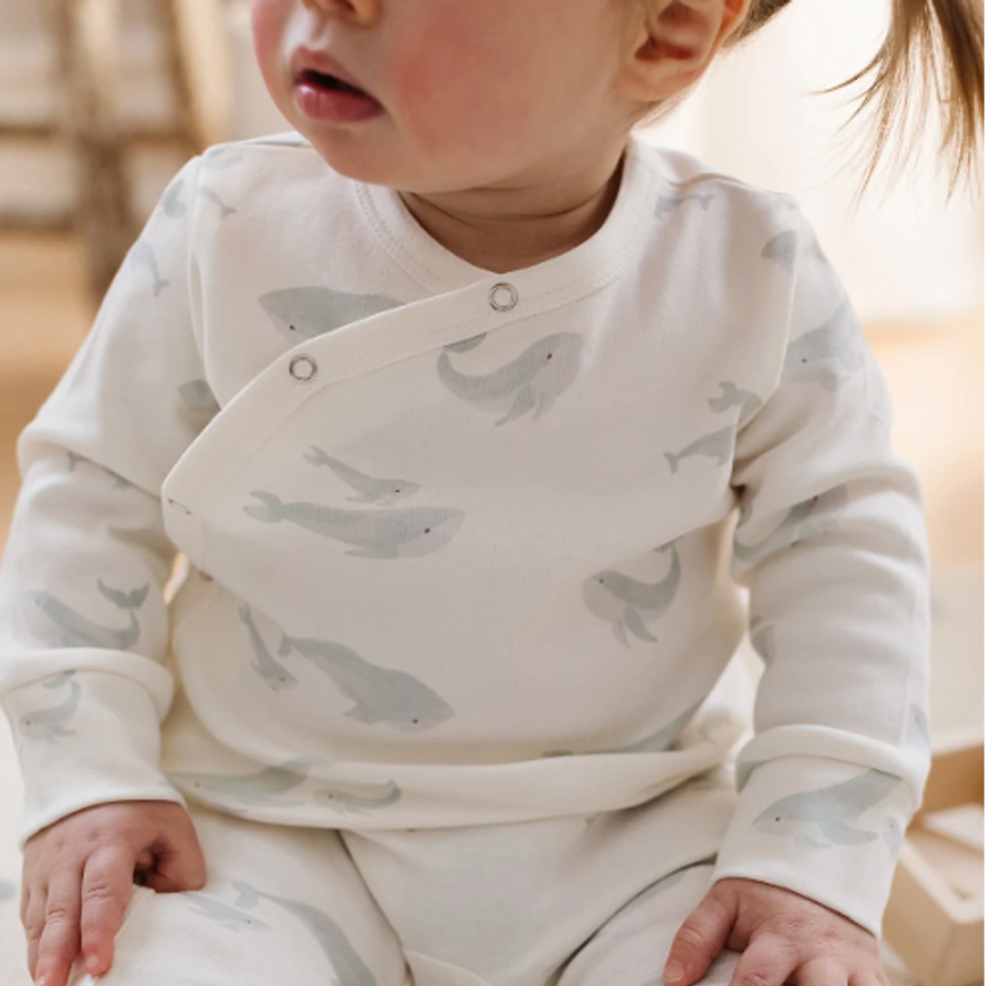 PEHR Organic Cotton Kimono Romper - Follow Me Whale
