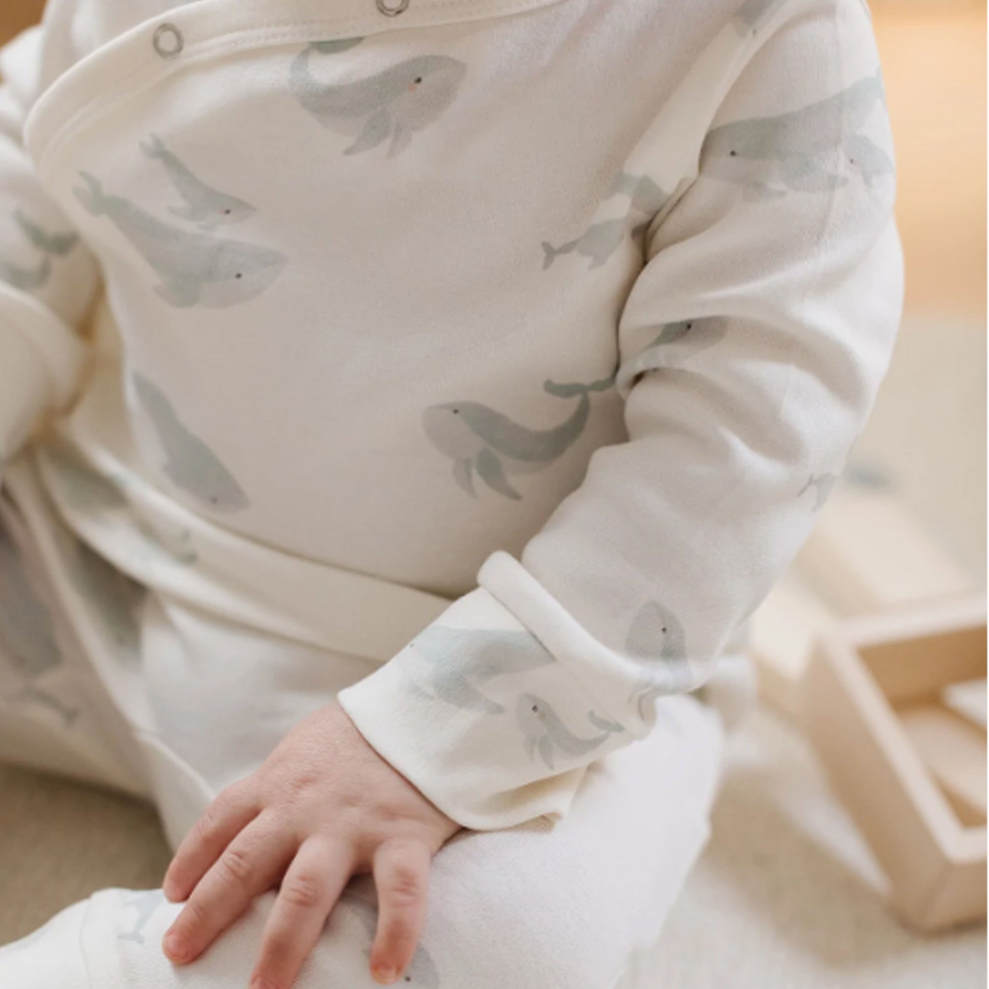 PEHR Organic Cotton Kimono Romper - Follow Me Whale