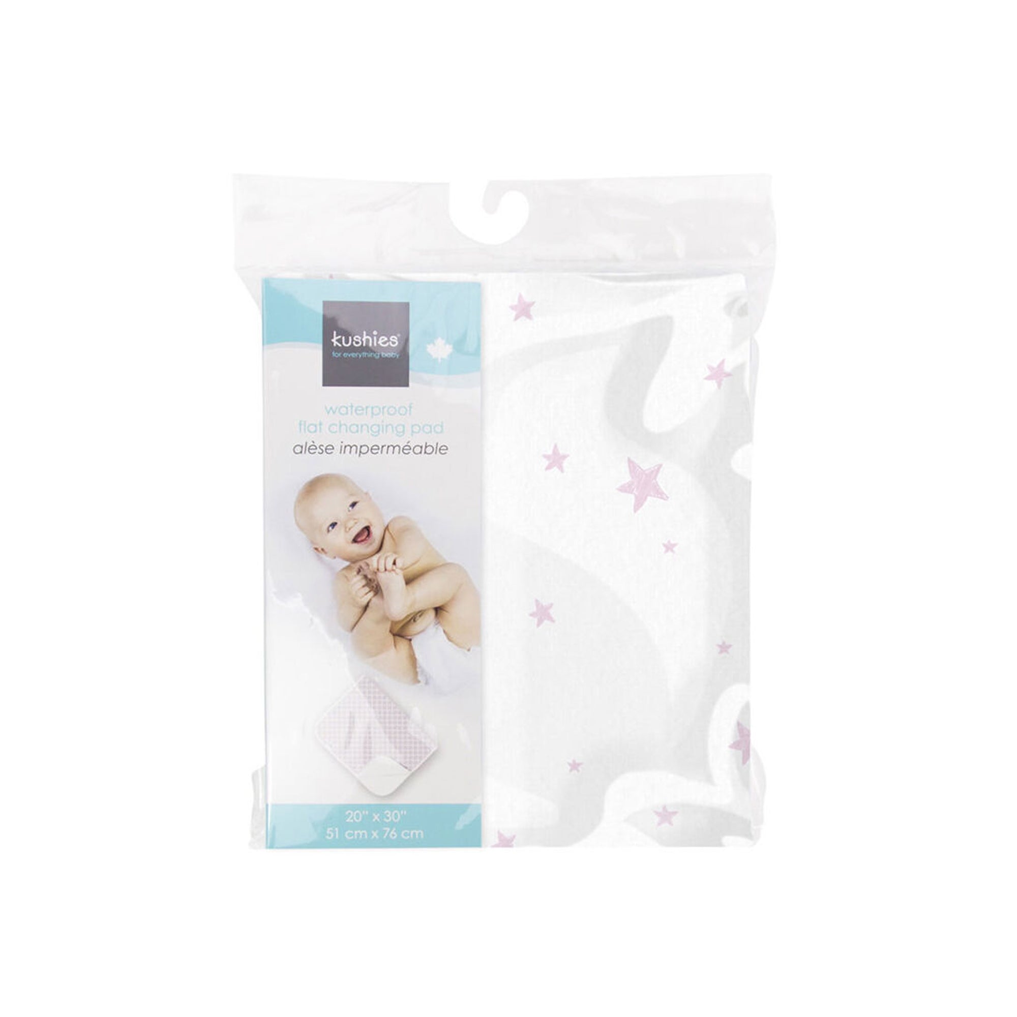 Matelas à langer portable Kushies en flanelle – Étoiles roses griffonnées 