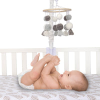 Thumbnail for LAMBS & IVY Pom Pom Musical Baby Crib Mobile - White/Gray