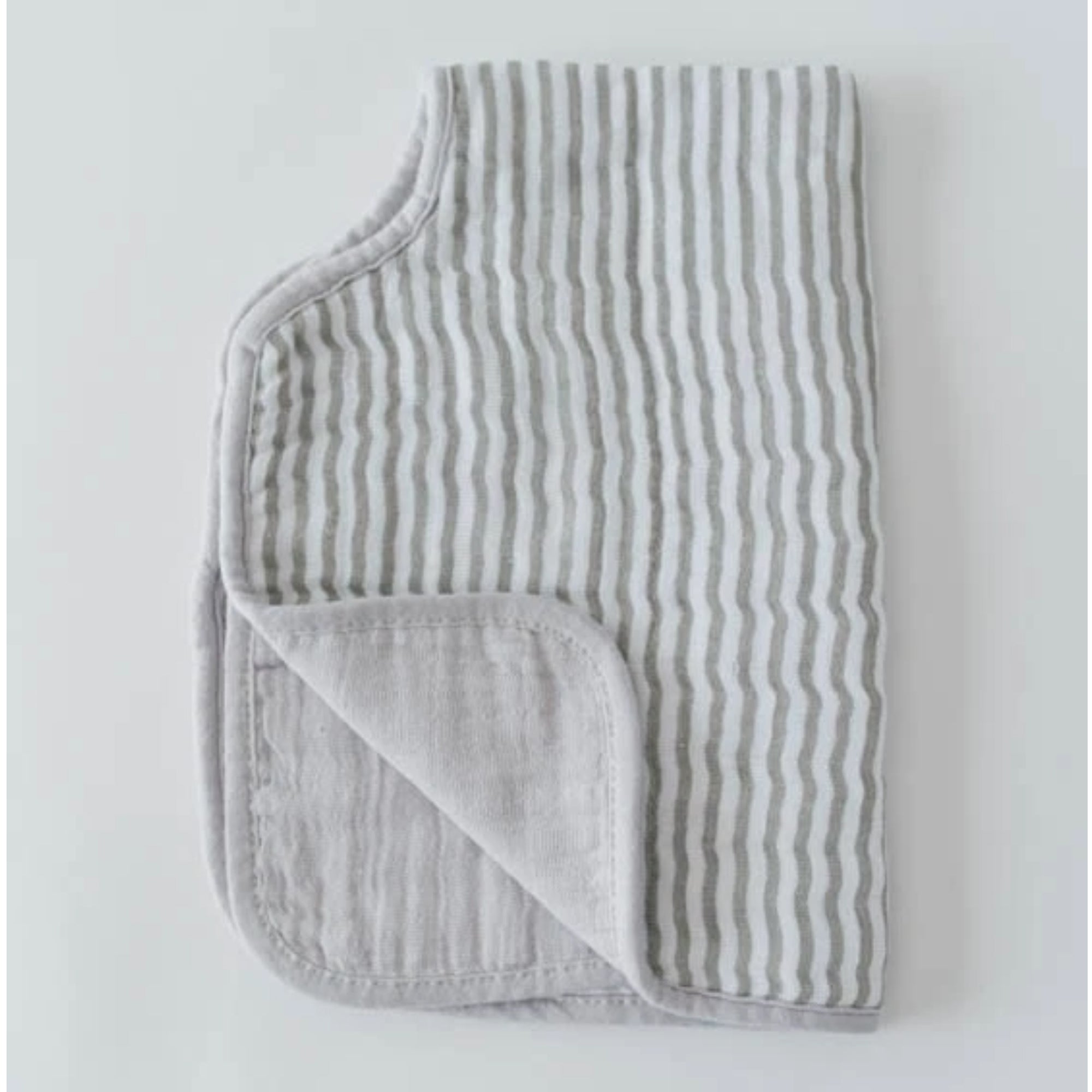 Bavoir en mousseline de coton LITTLE UNICORN - Rayures grises
