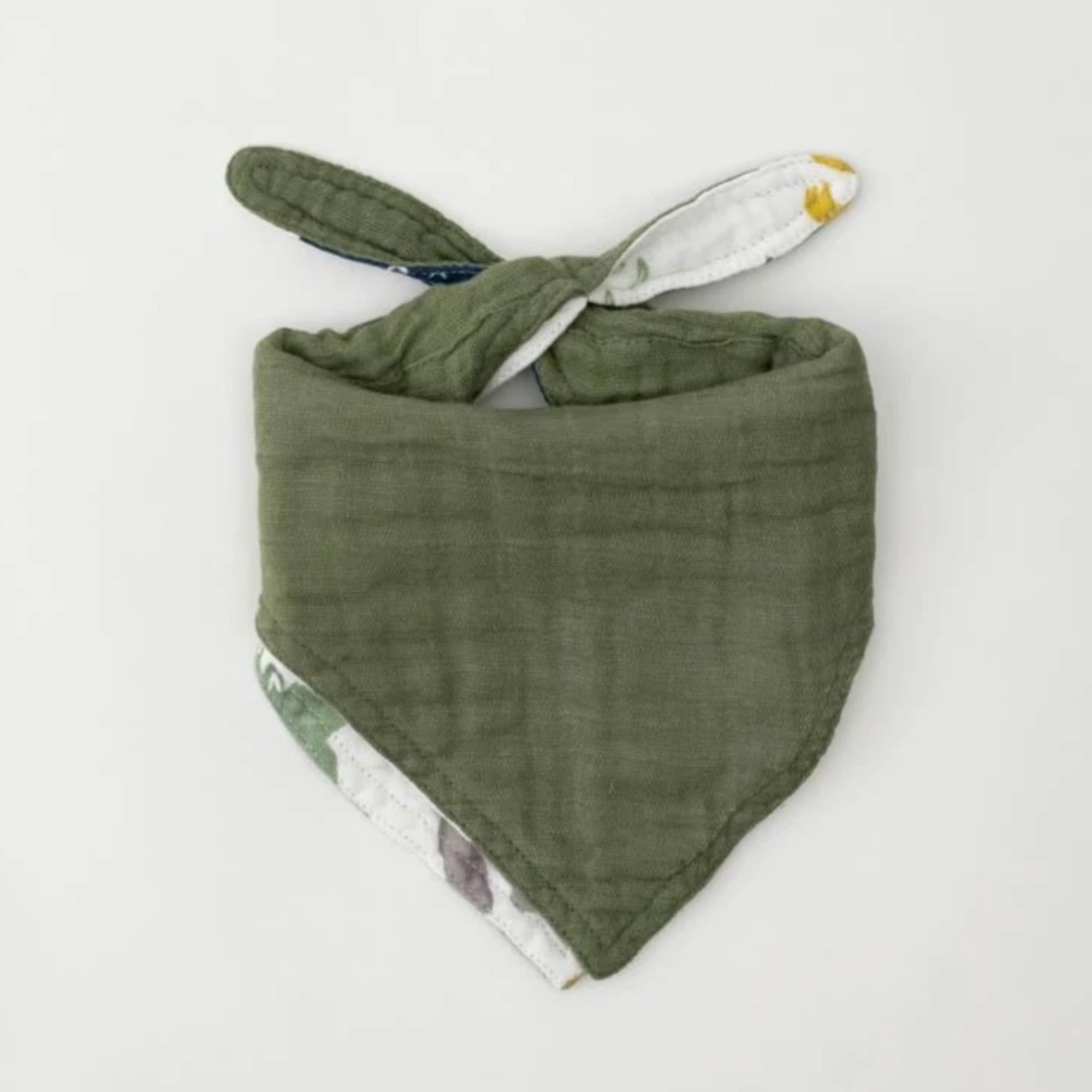 LITTLE UNICORN Cotton Muslin Reversible Bandana Bib - Dino Friends