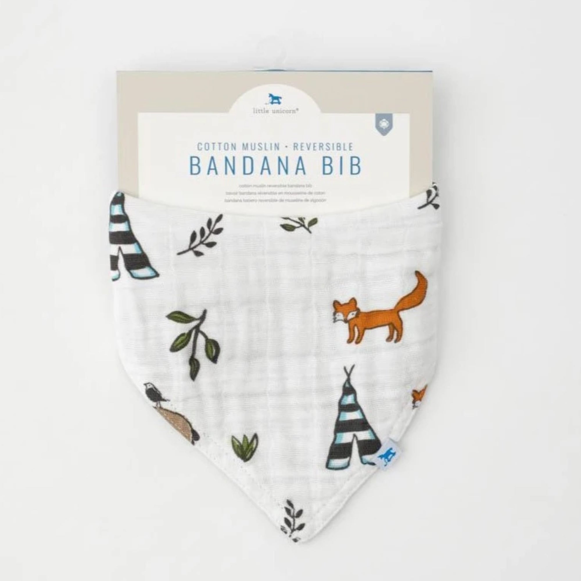 LITTLE UNICORN Cotton Muslin Reversible Bandana Bib - Forest Friends