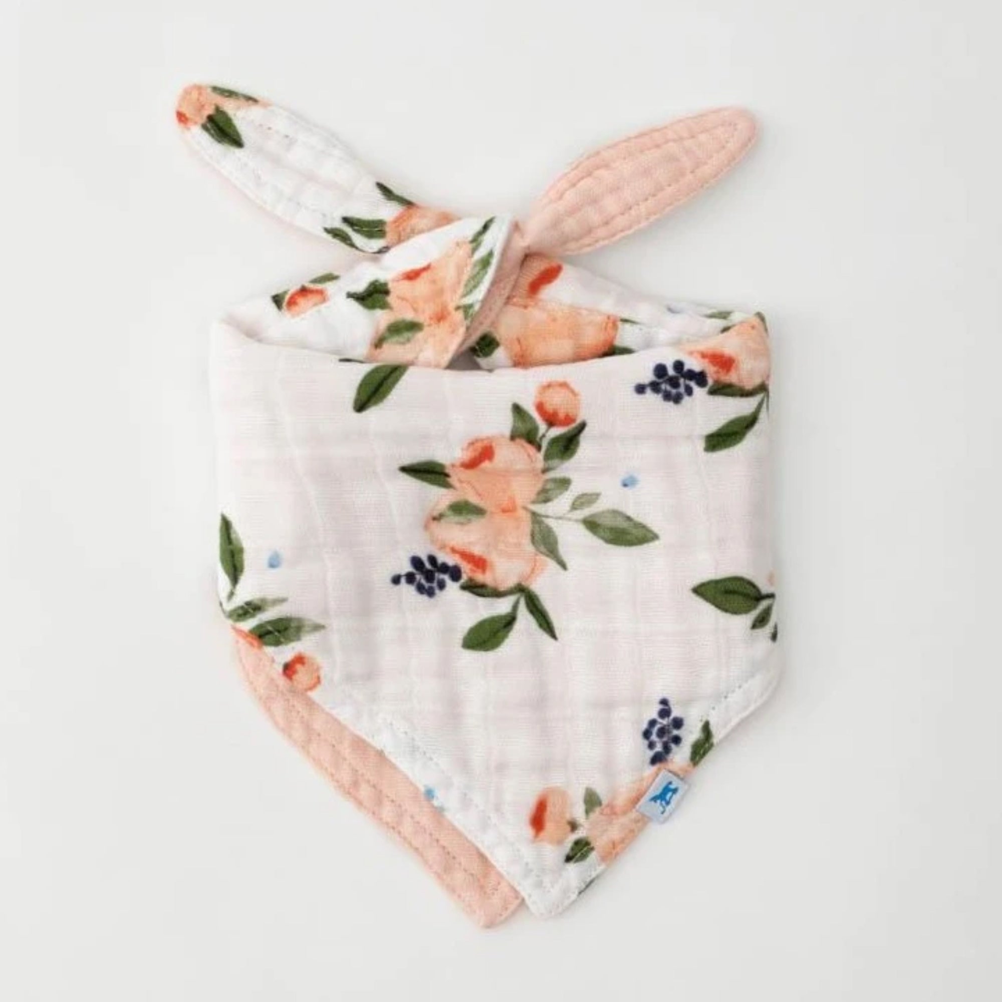 LITTLE UNICORN Cotton Muslin Reversible Bandana Bib - Watercolor Roses