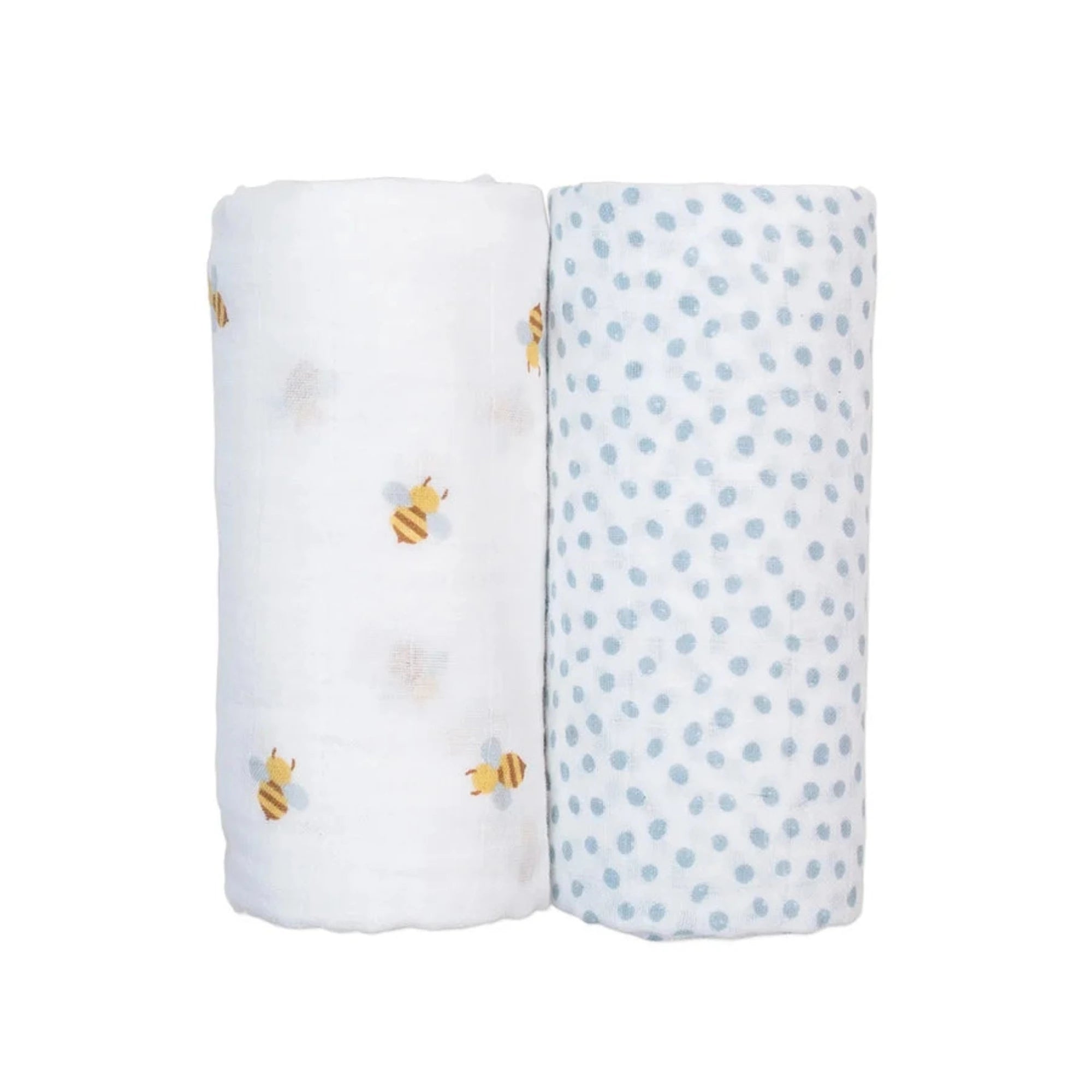 LULUJO-Cotton-Muslin-Swaddles-2-PK-Bees-Blue Dots