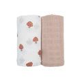 LULUJO Cotton Muslin Swaddles 2-PK - Mushroom & Sand