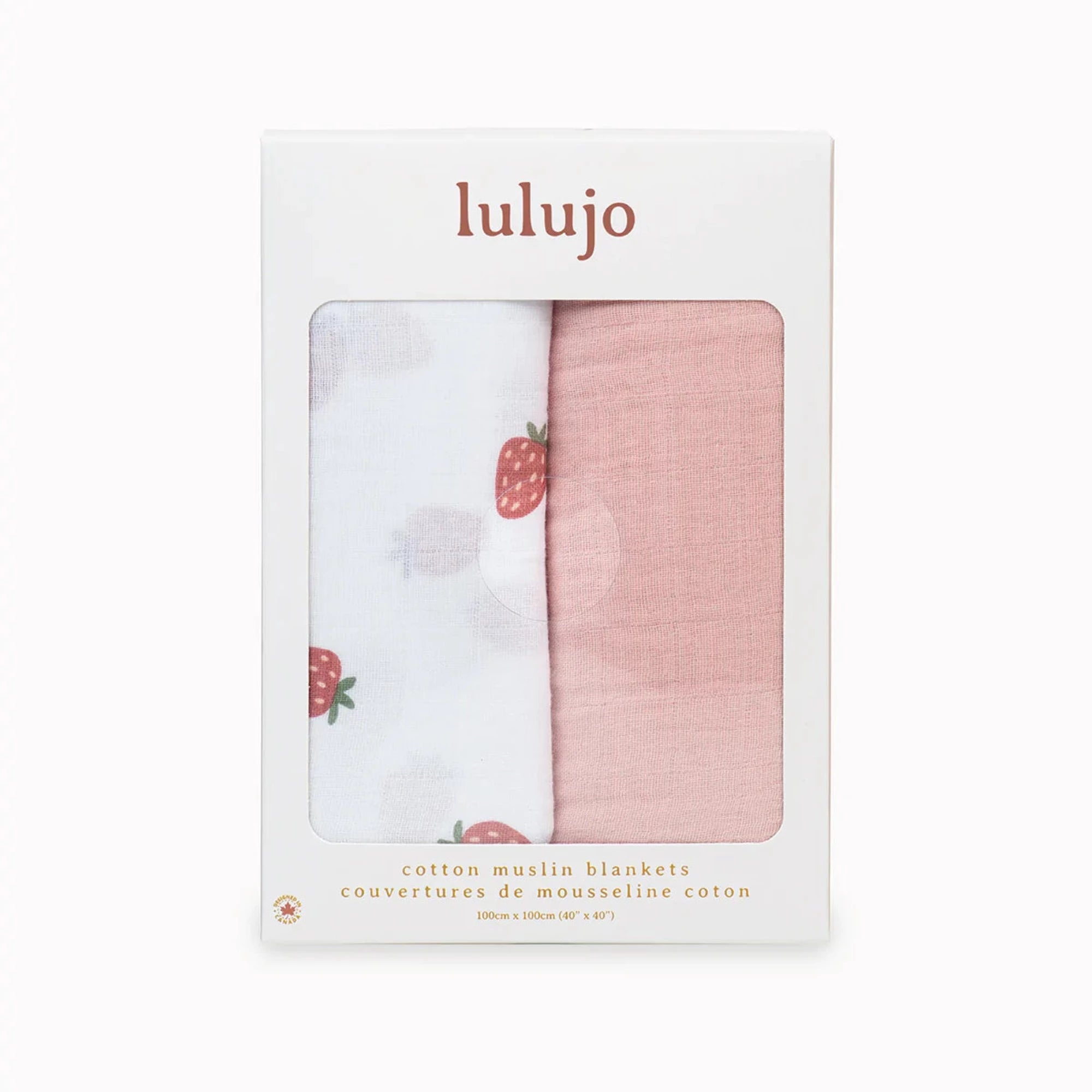 Langes en mousseline de coton LULUJO, lot de 2 - Fraise et chausson de ballet