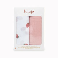 Thumbnail for LULUJO Cotton Muslin Swaddles 2-PK - Strawberry & Ballet Slipper