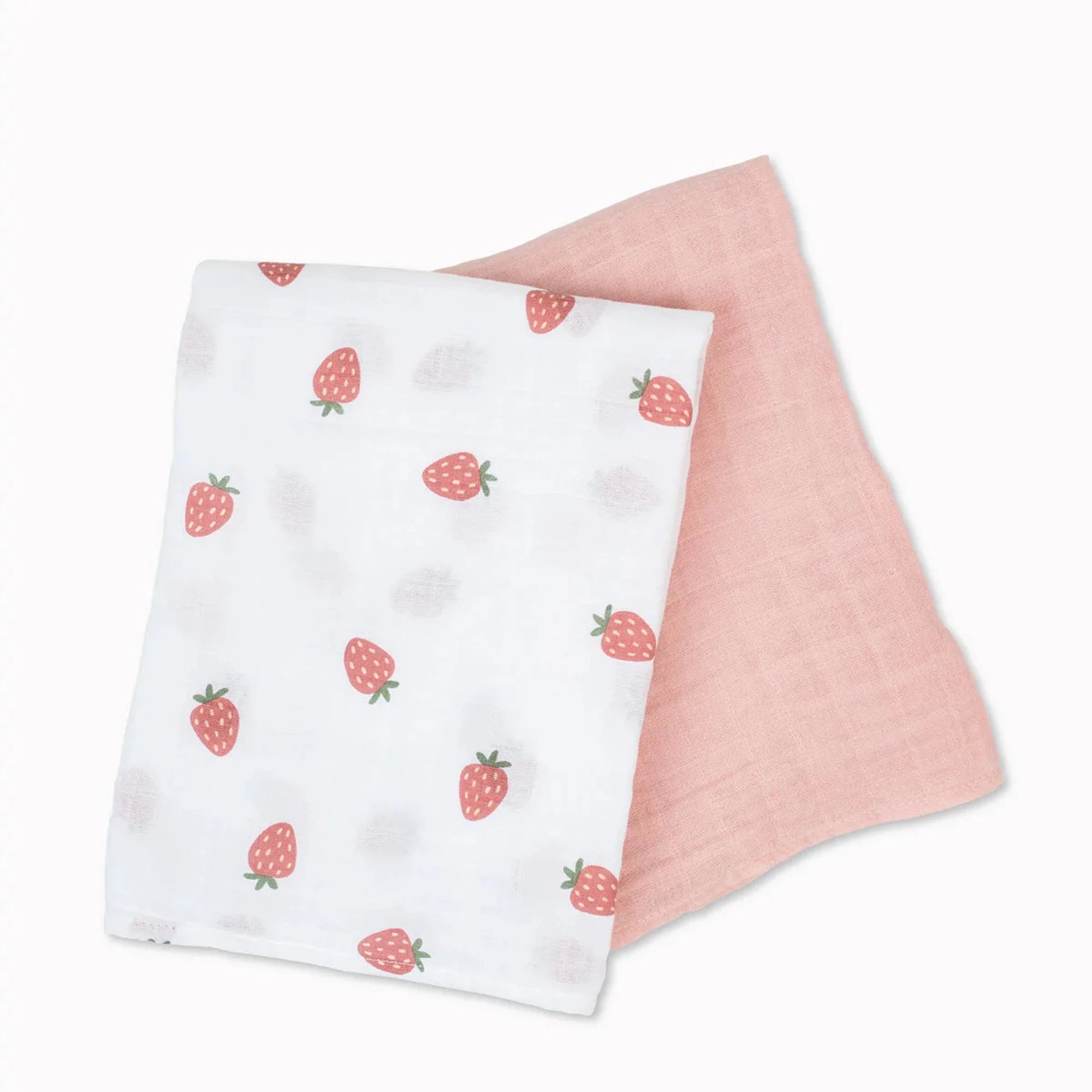 Langes en mousseline de coton LULUJO, lot de 2 - Fraise et chausson de ballet