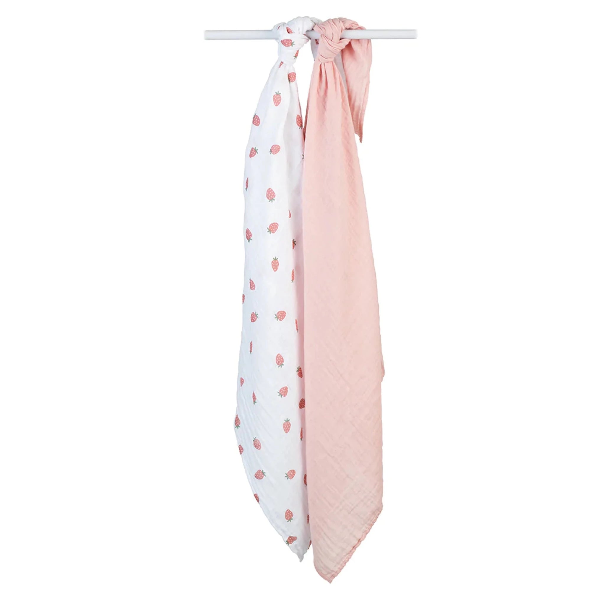Langes en mousseline de coton LULUJO, lot de 2 - Fraise et chausson de ballet