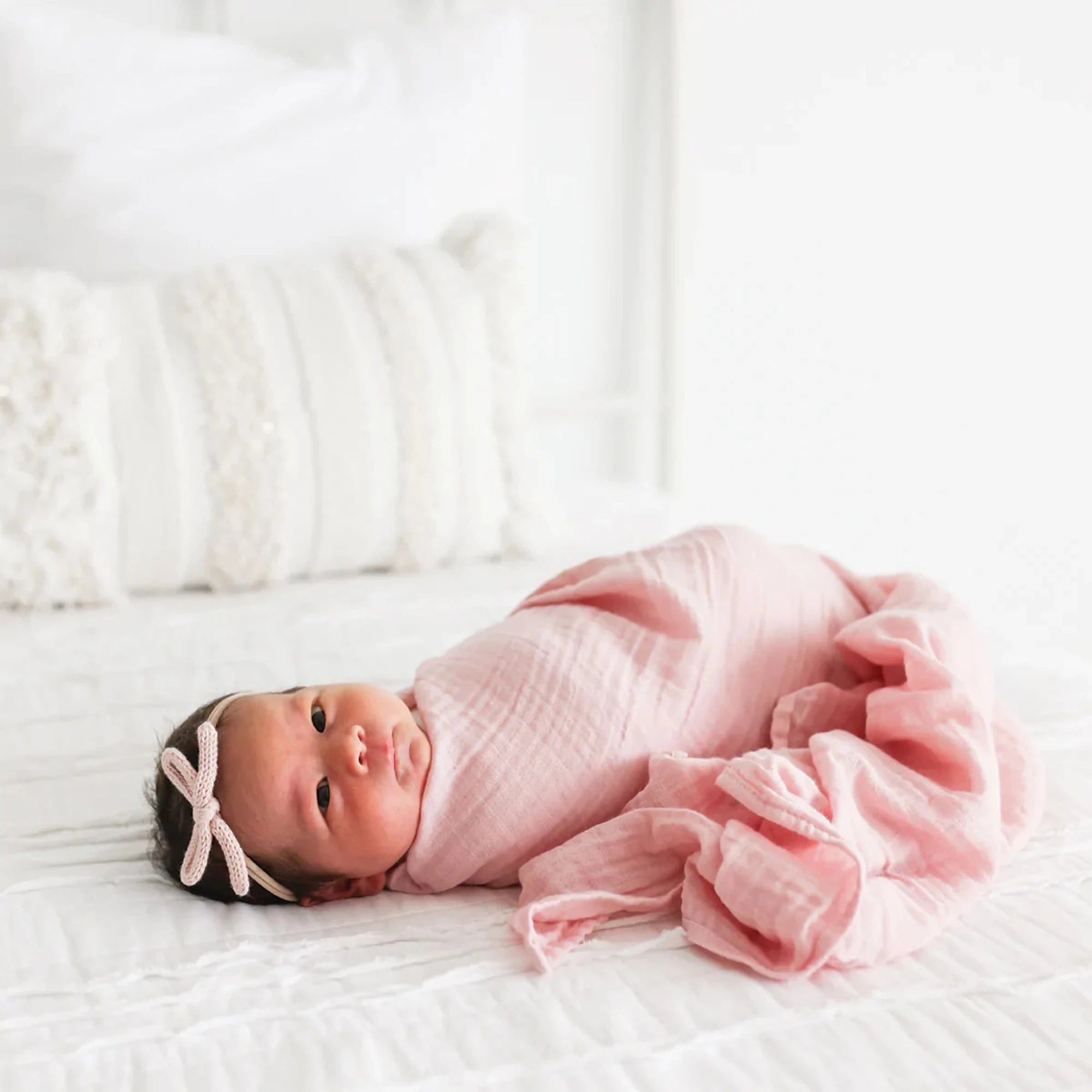 Langes en mousseline de coton LULUJO, lot de 2 - Fraise et chausson de ballet