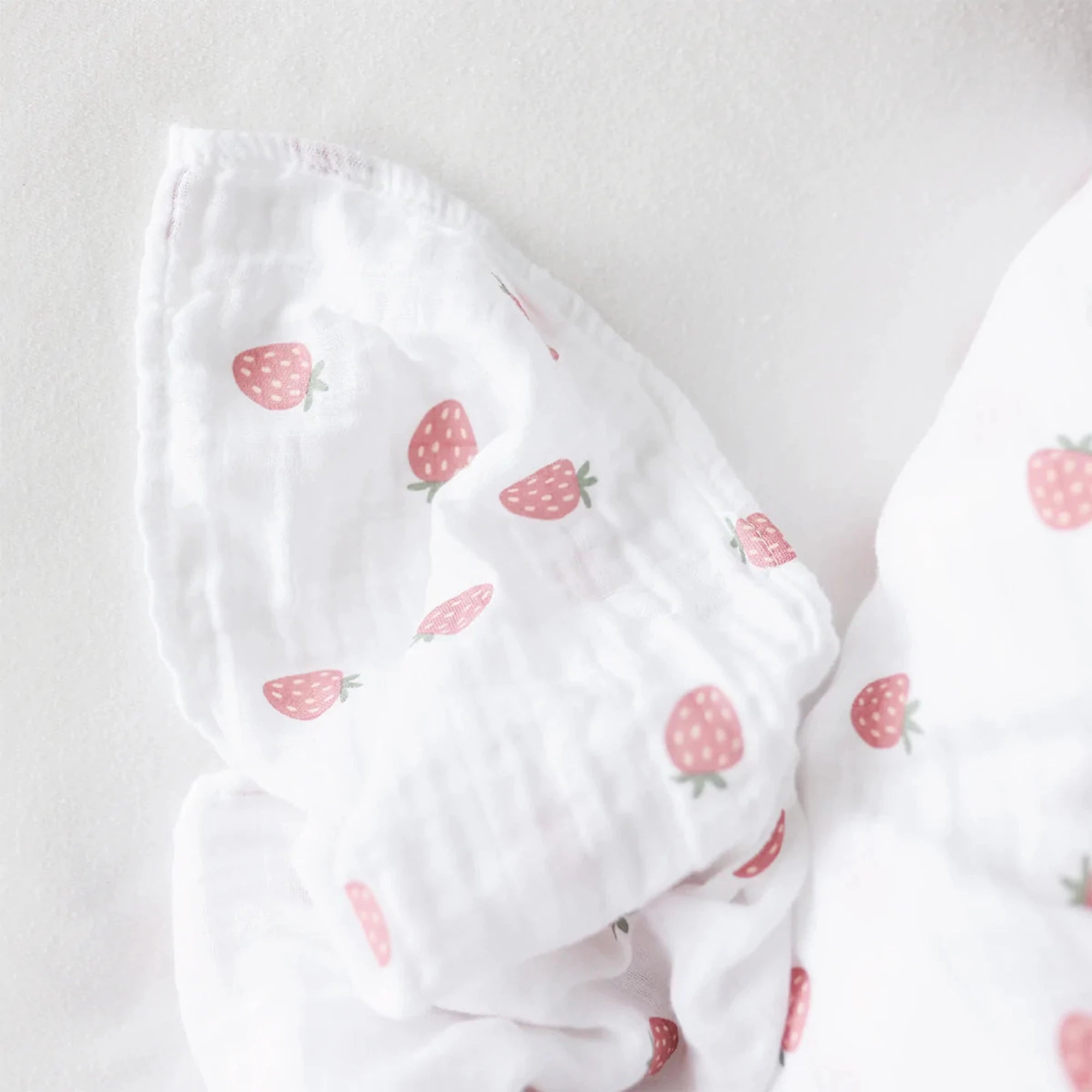 Langes en mousseline de coton LULUJO, lot de 2 - Fraise et chausson de ballet