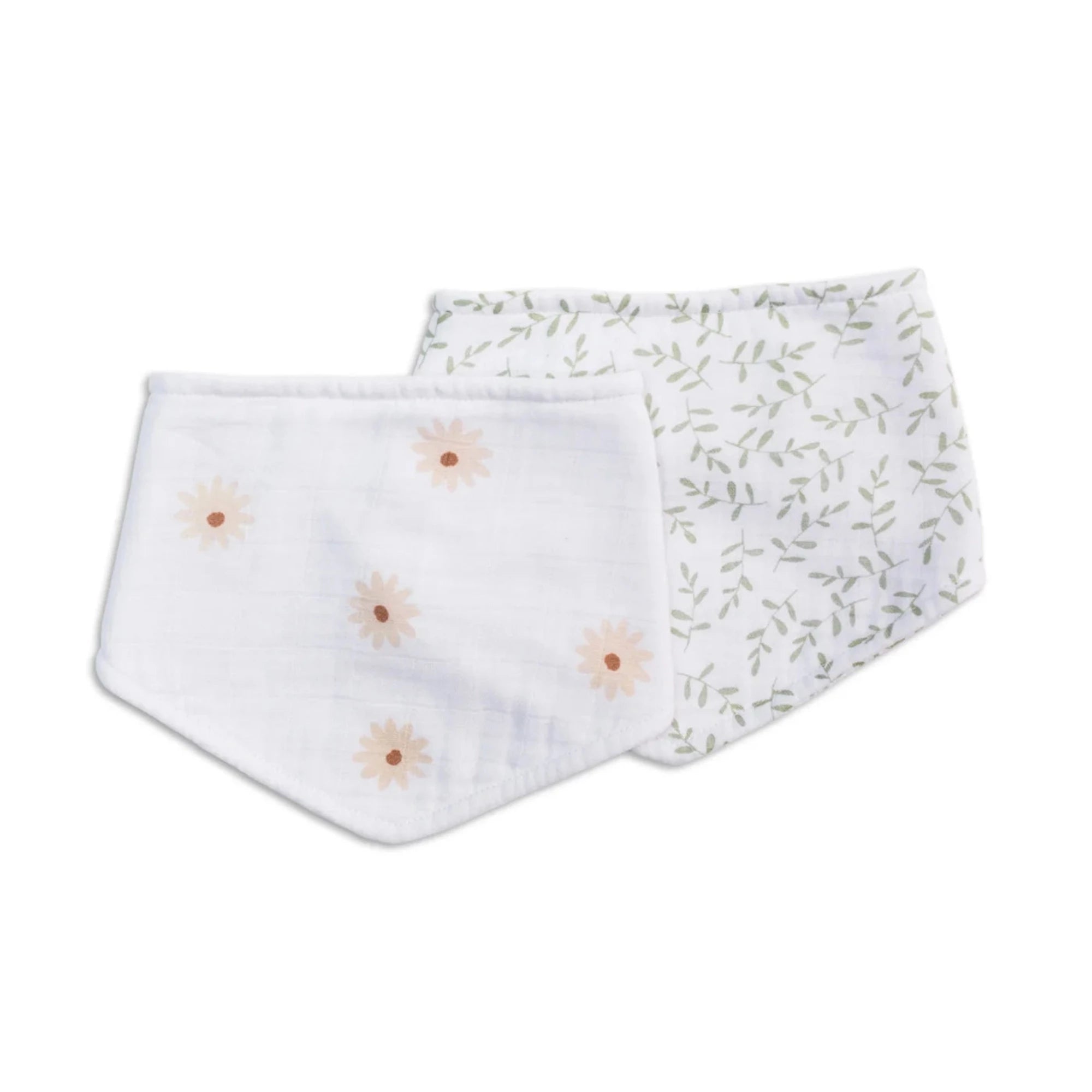LULUJO-Boho-2PK-Bandana-Bibs-Daisy-Greenery