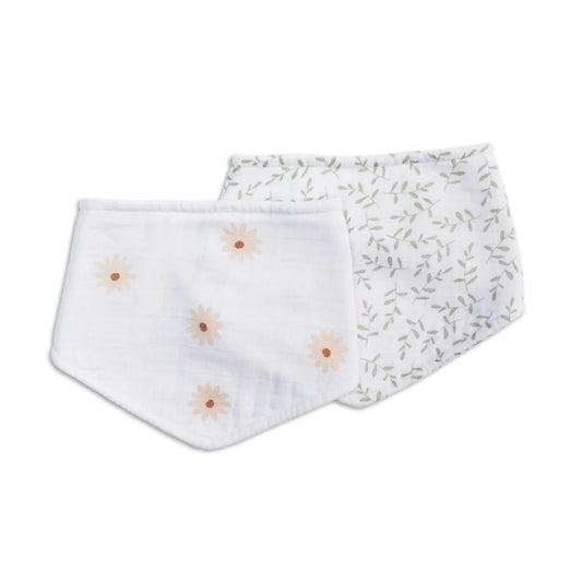 LULUJO-Boho-2PK-Bandana-Bibs-Daisy-Greenery