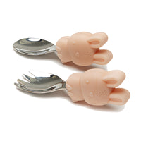 Thumbnail for LOULOU LOLLIPOP Learning Spoon/Fork Set - Bunny/Blush Pink