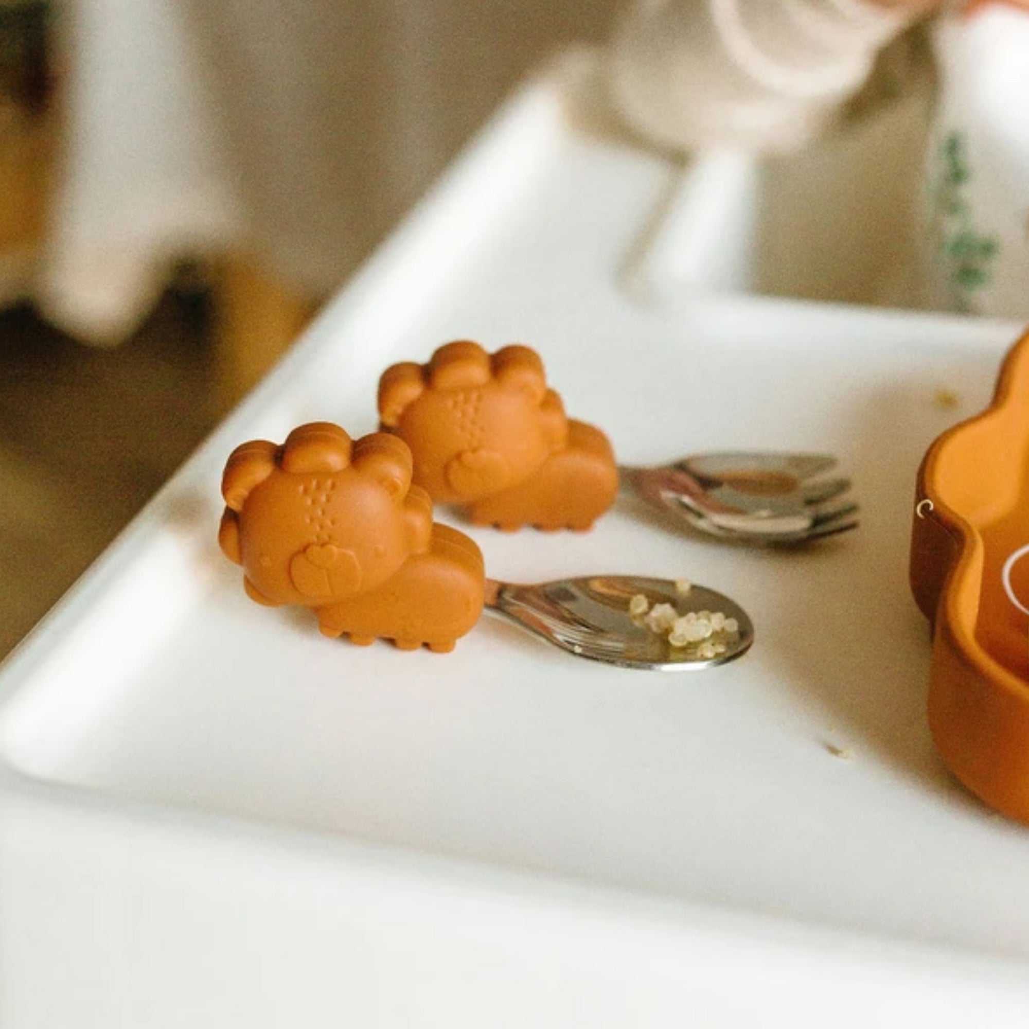 Ensemble cuillère/fourchette d'apprentissage LOULOU LOLLIPOP - Lapin/Rose poudré