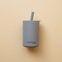 Thumbnail for MINIKA Straw Cup With Lid - Stone