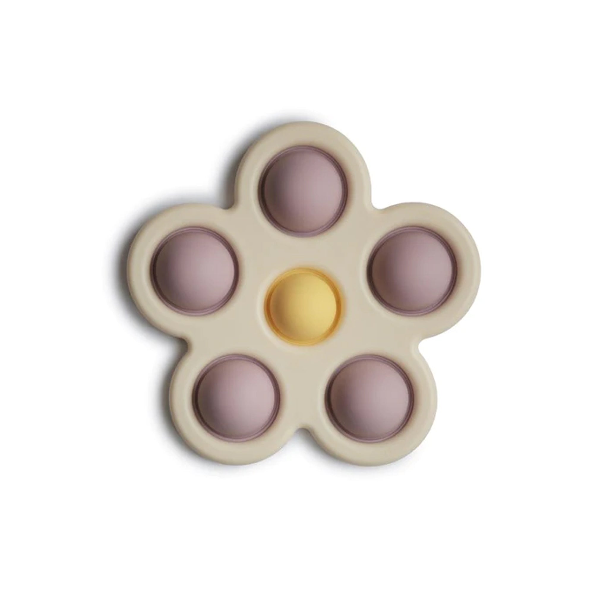 MUSHIE Flower Press Toy - Soft Lilac/Daffodil/Ivory