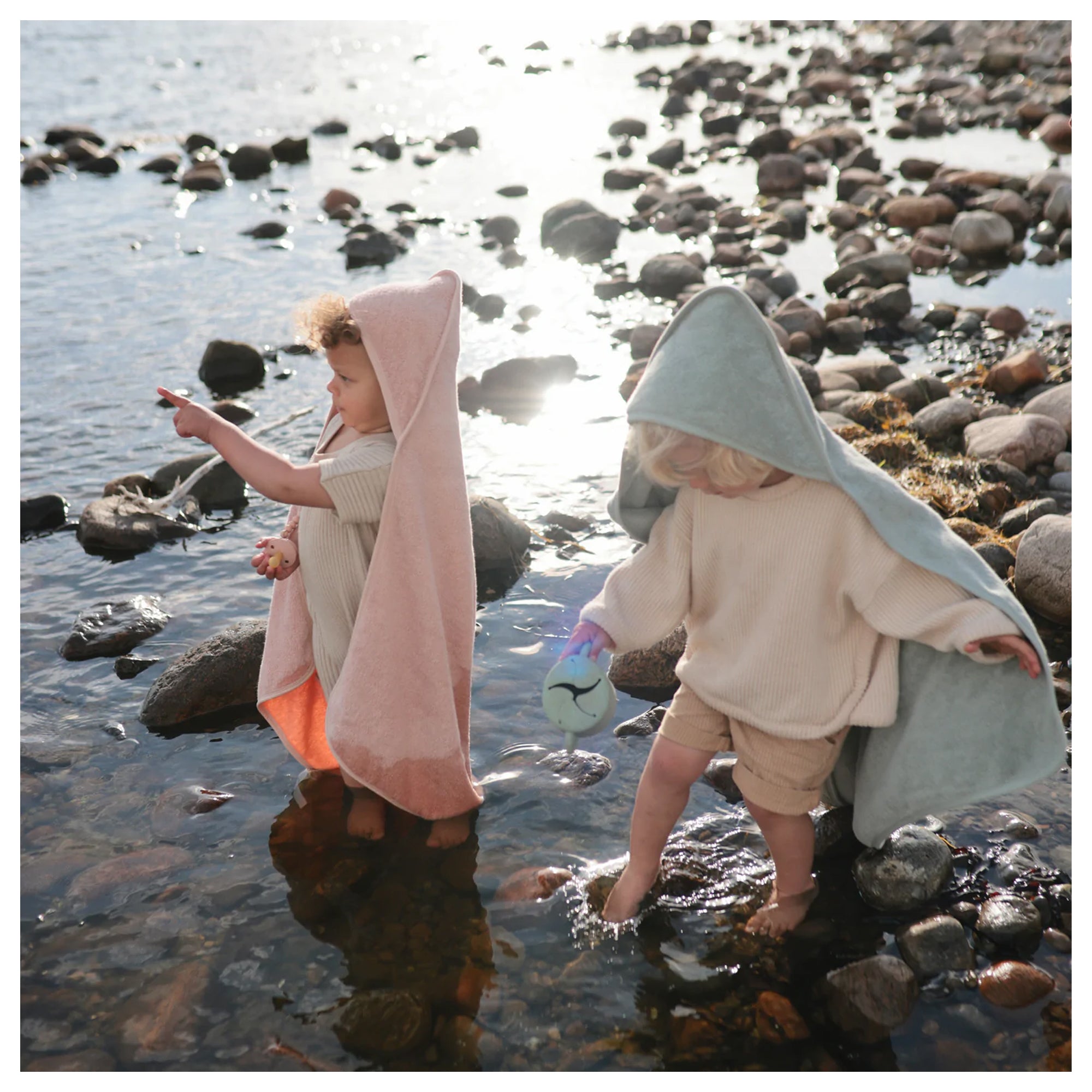 MUSHIE Organic Cotton Baby Hooded Towel - Pearl