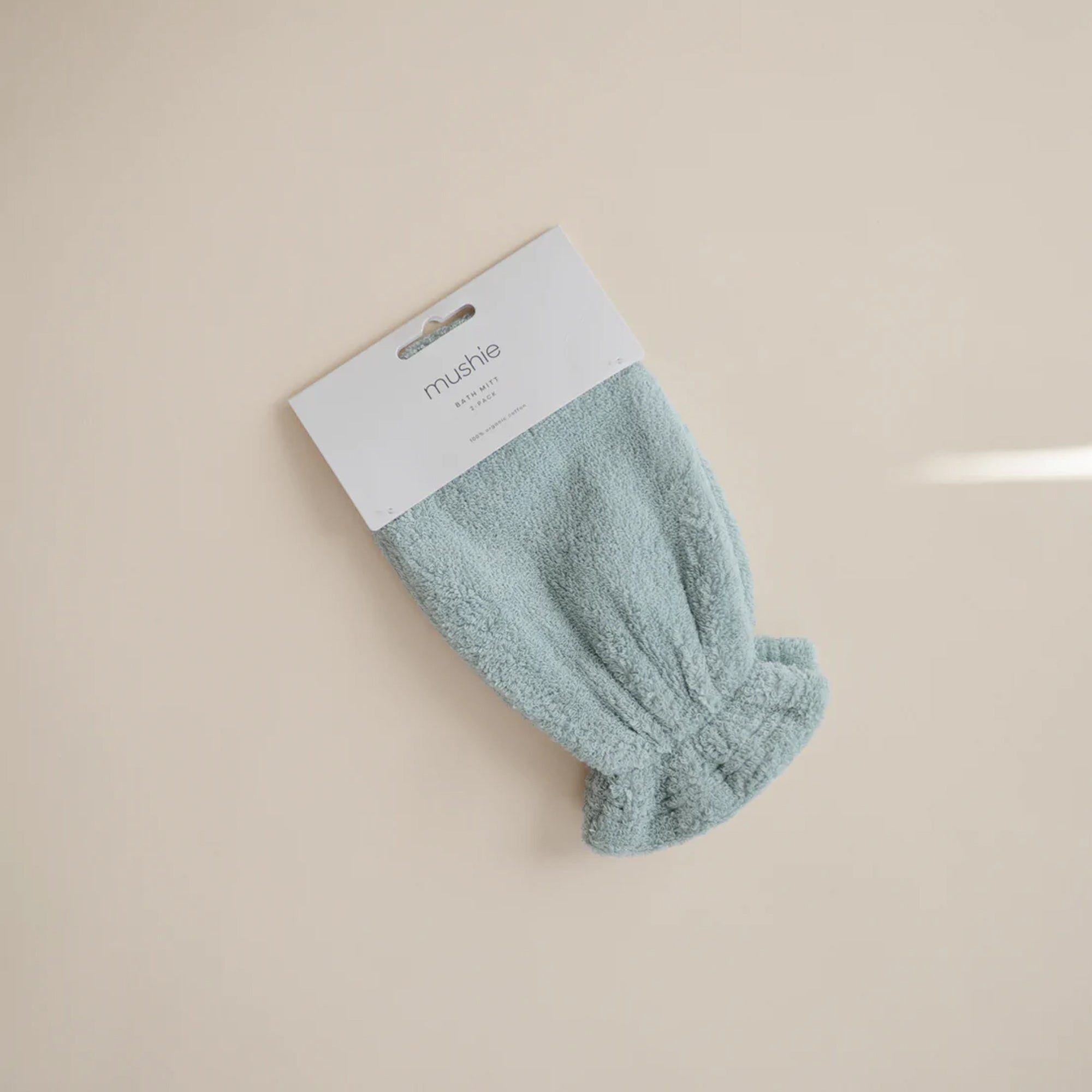 MUSHIE Organic Cotton Bath Mitt (2-Pack) - Sea Mist