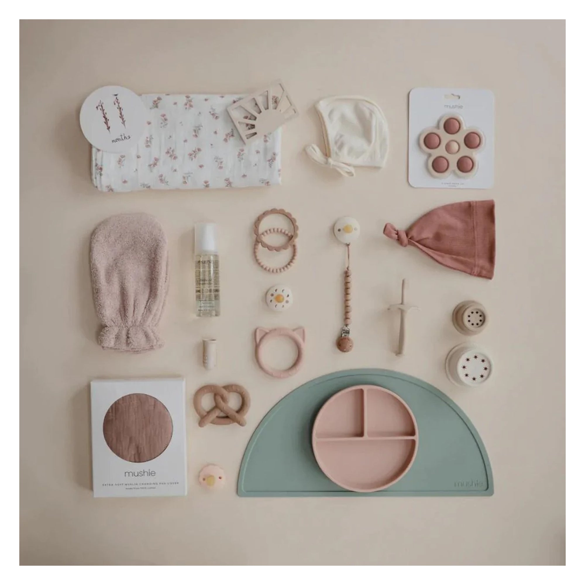 MUSHIE Organic Cotton Bath Mitt (2-Pack) - Blush