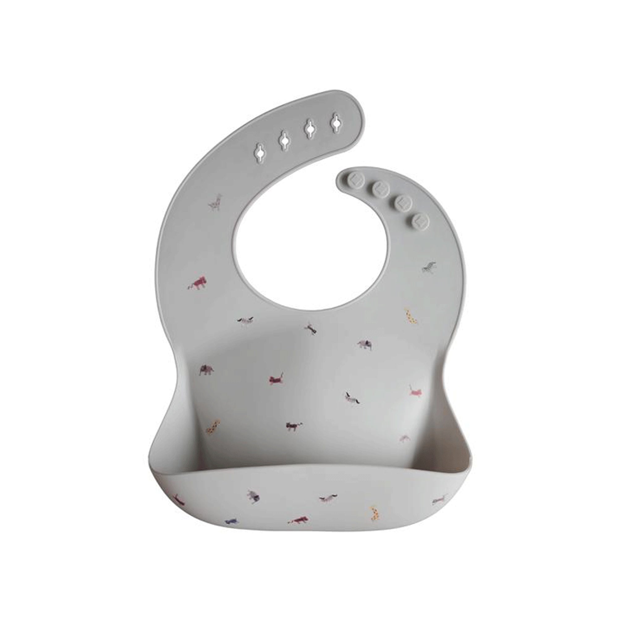 MUSHIE Silicone Baby Bib - Safari Light Grey