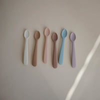 Thumbnail for MUSHIE Silicone Feeding Spoons (2-Pack) - Stone/Cloudy Mauve