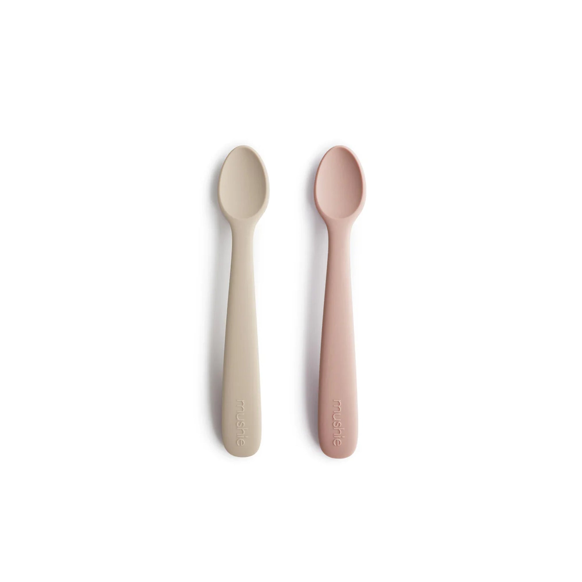 MUSHIE Silicone Feeding Spoons (2-Pack) - Blush/Shifting Sand