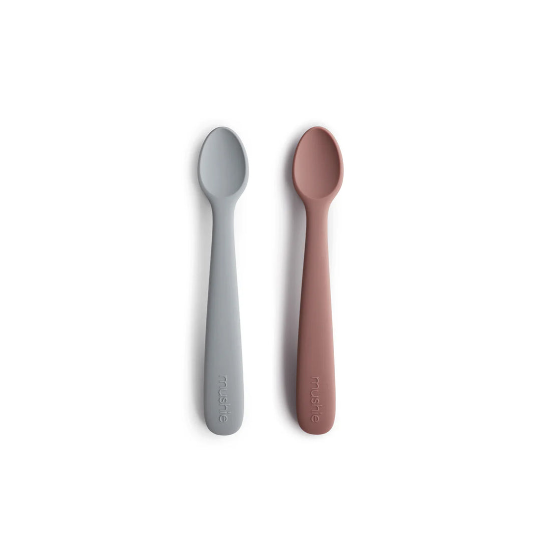 MUSHIE Silicone Feeding Spoons (2-Pack) - Stone/Cloudy Mauve