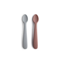 Thumbnail for MUSHIE Silicone Feeding Spoons (2-Pack) - Stone/Cloudy Mauve