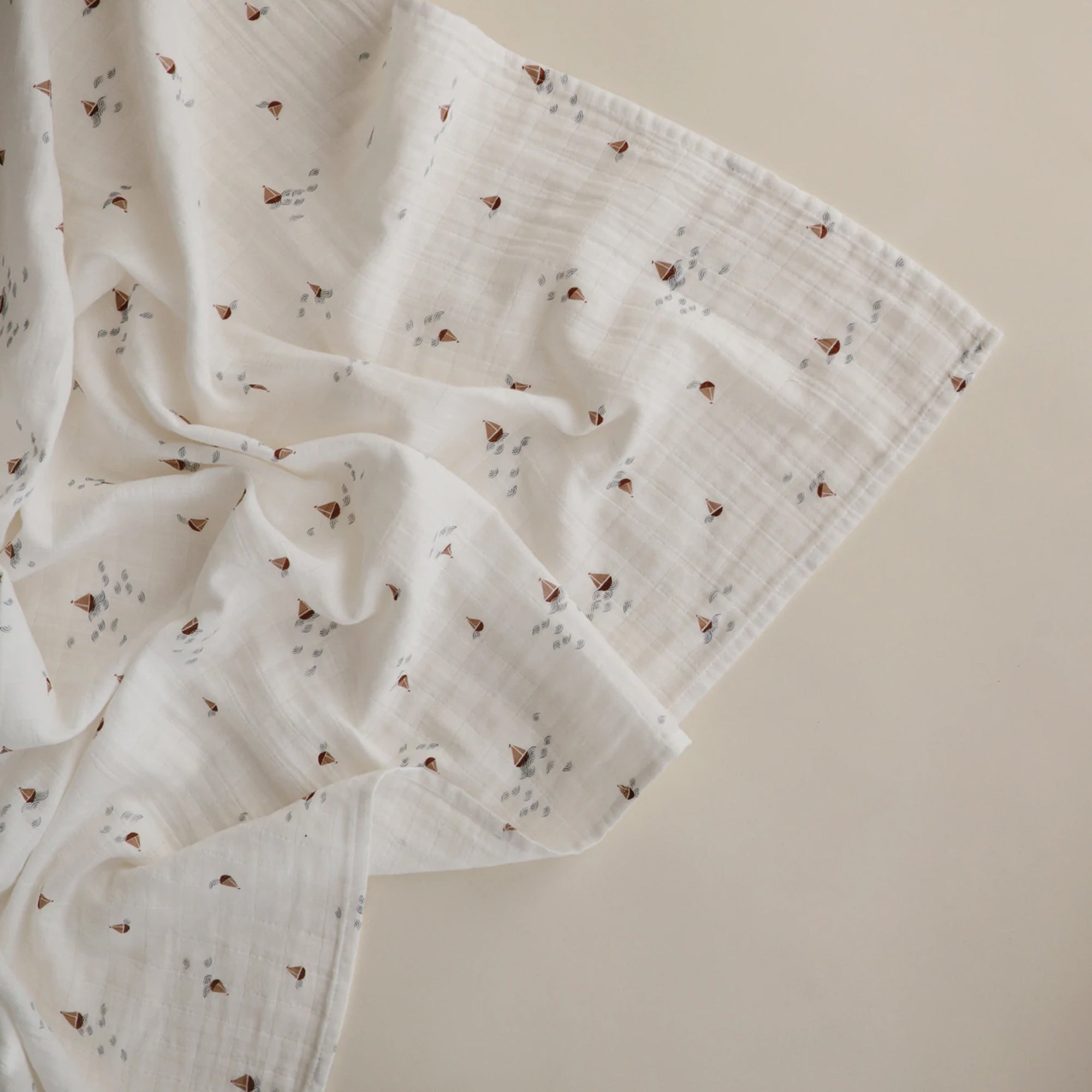 MUSHIE Muslin Swaddle Blanket Organic Cotton - Boats