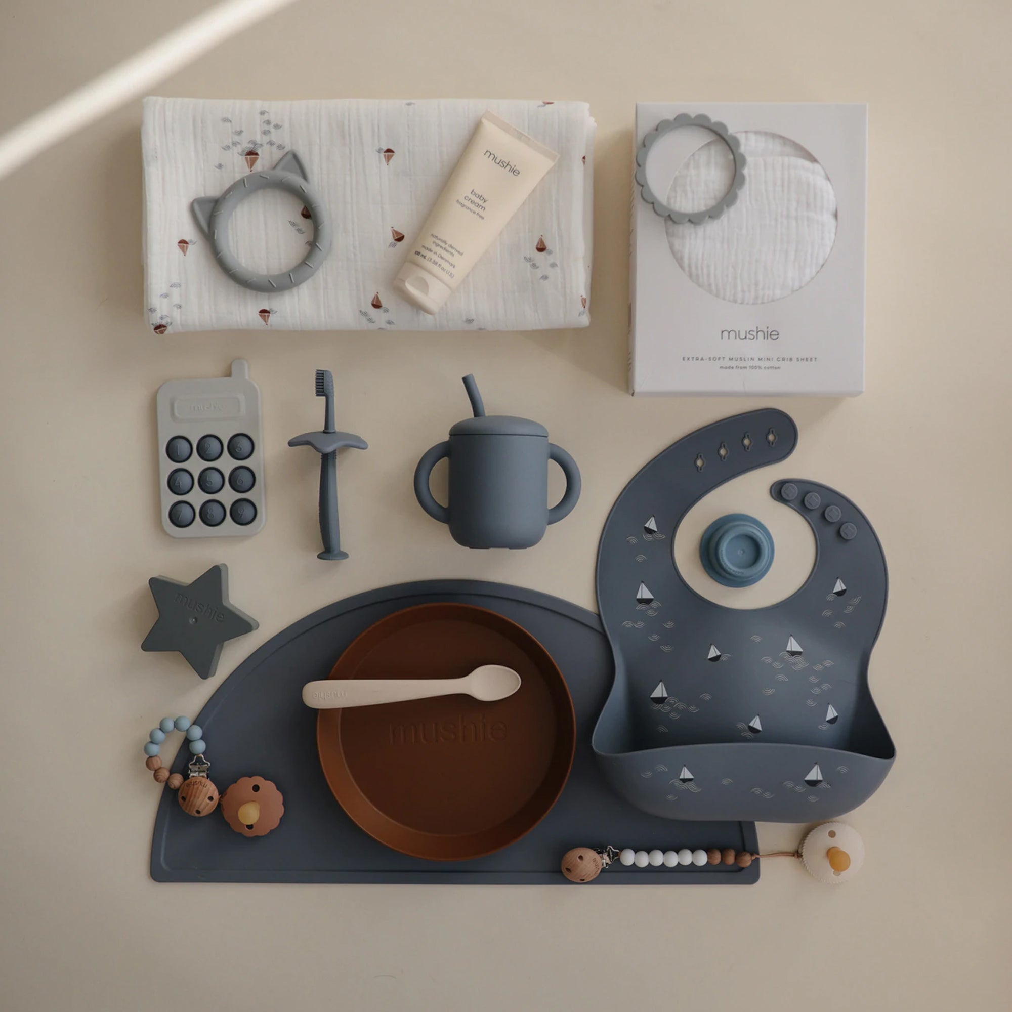 MUSHIE Muslin Swaddle Blanket Organic Cotton - Boats