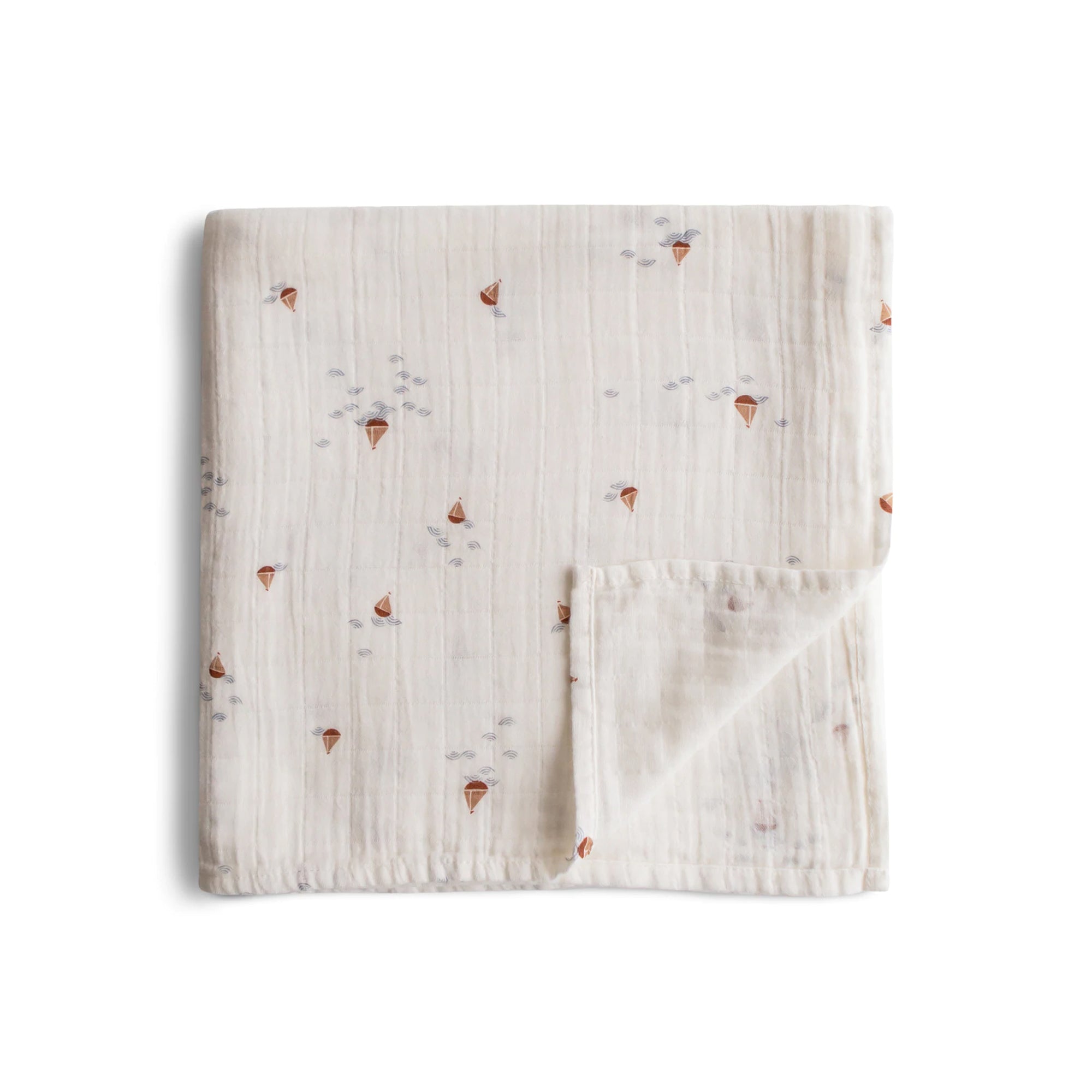 MUSHIE Muslin Swaddle Blanket Organic Cotton - Boats